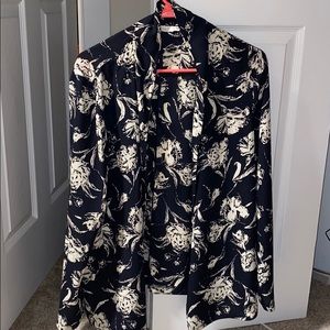 Lightweight navy blue and cream blazer